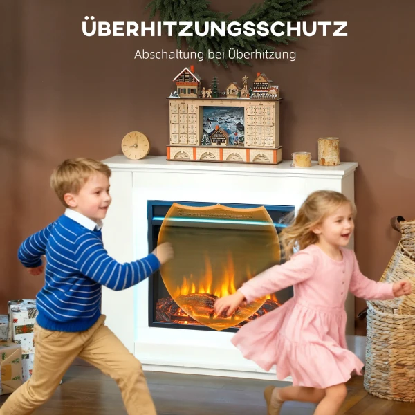 Elektrische haard, realistische vlammen met 12 kleuren, 5 helderheidsniveaus, afstandsbediening, timer, zwart 8