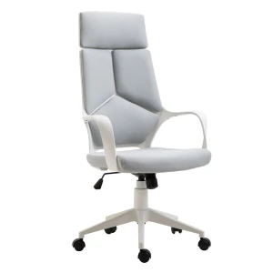 Ergonomische bureaustoel, netweefsel, in hoogte verstelbaar, draaibaar, rolbare bureaustoel, grijs+wit 1
