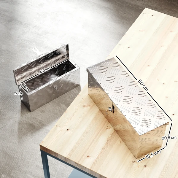Gereedschapskist opslagkist van aluminium met slot en sleutels 50 x 15,5 x 20,5 cm 4
