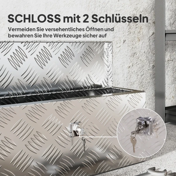 Gereedschapskist opslagkist van aluminium met slot en sleutels 50 x 15,5 x 20,5 cm 6