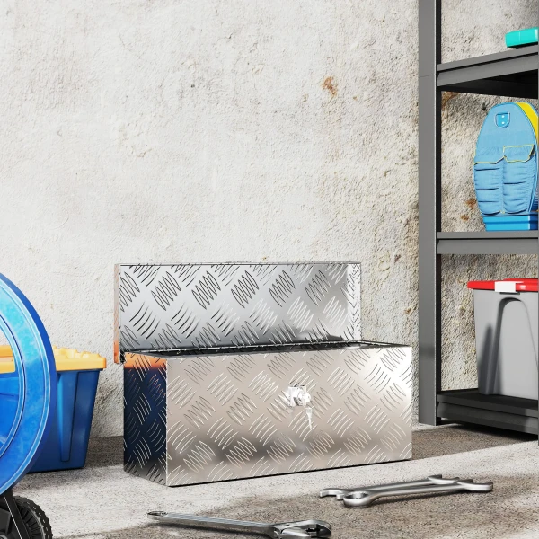 Gereedschapskist opslagkist van aluminium met slot en sleutels 50 x 15,5 x 20,5 cm 9