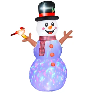 Grote sneeuwman, 2,40 m, kerstdecoratie, met leds, zelfopblazend, polyester 1