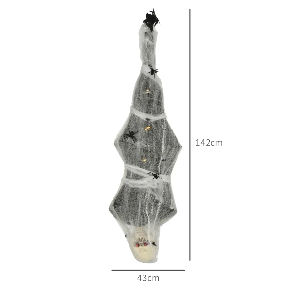 Halloween mummie, halloween decoratie, geluidsfunctie, met bewegingssensor en led lichten, 60 cm x 16 cm x 170 cm 4