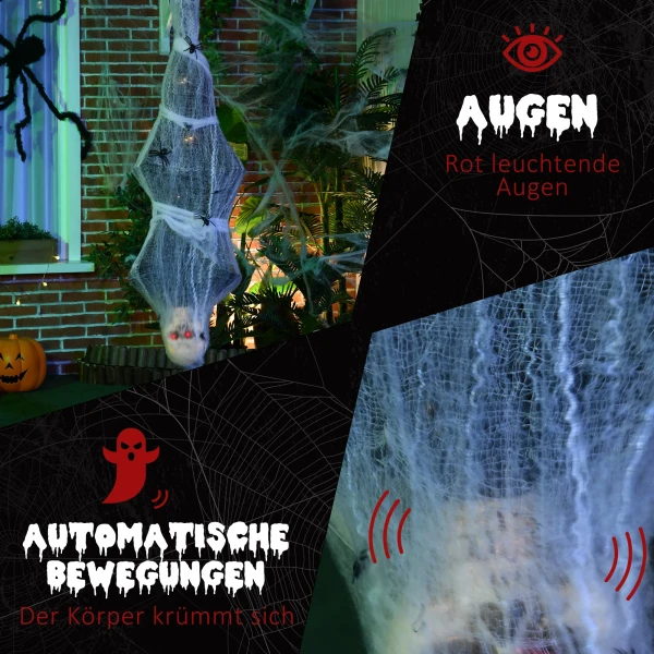 Halloween mummie, halloween decoratie, geluidsfunctie, met bewegingssensor en led lichten, 60 cm x 16 cm x 170 cm 6