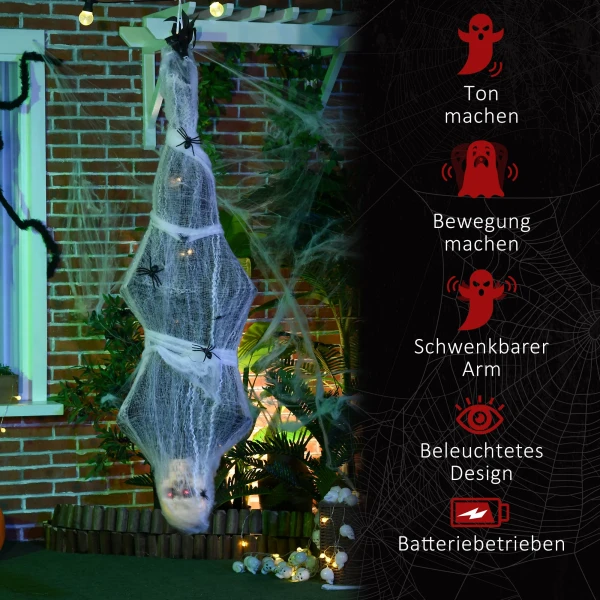 Halloween mummie, halloween decoratie, geluidsfunctie, met bewegingssensor en led lichten, 60 cm x 16 cm x 170 cm 8