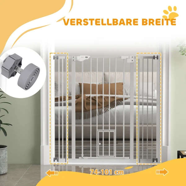 Hondenhek, dubbele vergrendeling, zelfsluitende deur, 104 cm hoog, staal, wit 5