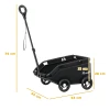 Hondenwagen, opvouwbare hondenbuggy voor dwergenhonden tot 4 kg, inklapbare kattenbuggy met handvatstang, wasbaar kussen, veiligheidslijnen, opbergtas, 4 wielen, zwart 4