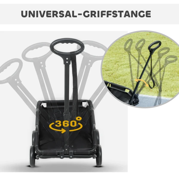Hondenwagen, opvouwbare hondenbuggy voor dwergenhonden tot 4 kg, inklapbare kattenbuggy met handvatstang, wasbaar kussen, veiligheidslijnen, opbergtas, 4 wielen, zwart 6