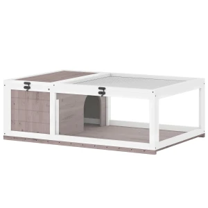 Houten schildpaddenverblijf met hoofdhuizen, openklapbare bovenkant 91x60,5x32 cm, bruin 1