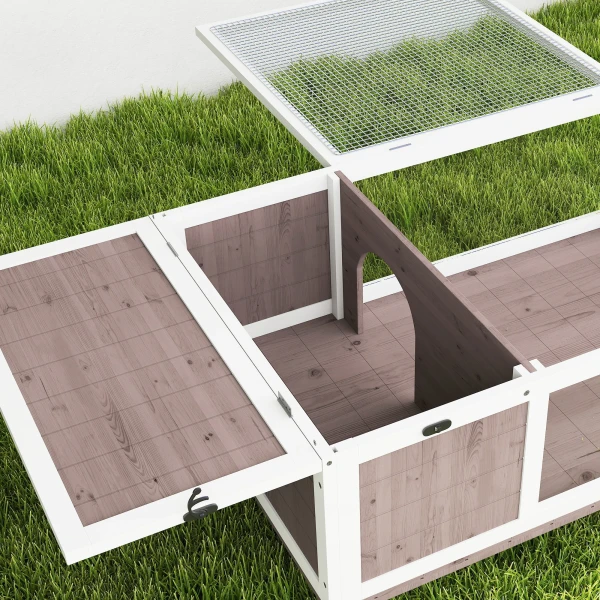 Houten schildpaddenverblijf met hoofdhuizen, openklapbare bovenkant 91x60,5x32 cm, bruin 10