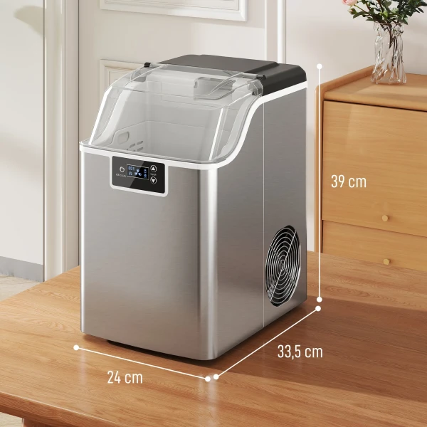 Ijsblokjesmachine, ijsblokjesdispenser, ice maker, 20 kg/24h ijsblokjesmaker met 2,1 l watertank, zilver 4