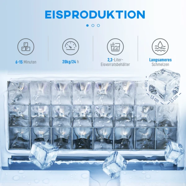 Ijsblokjesmachine, ijsblokjesdispenser, ice maker, 20 kg/24h ijsblokjesmaker met 2,1 l watertank, zilver 5