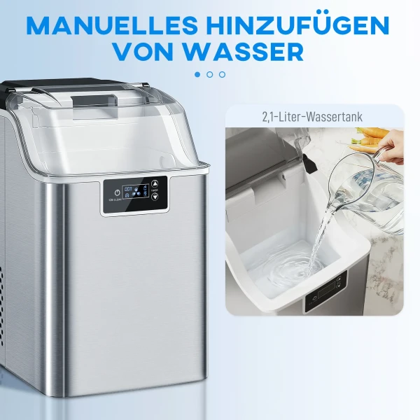 Ijsblokjesmachine, ijsblokjesdispenser, ice maker, 20 kg/24h ijsblokjesmaker met 2,1 l watertank, zilver 6