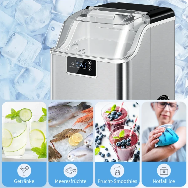 Ijsblokjesmachine, ijsblokjesdispenser, ice maker, 20 kg/24h ijsblokjesmaker met 2,1 l watertank, zilver 9