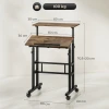 In hoogte verstelbare bureau keukentafel met plank, wielen, computertafel rustiek bruin 60 x 60 x 70,5 120 cm 4