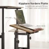 In hoogte verstelbare bureau keukentafel met plank, wielen, computertafel rustiek bruin 60 x 60 x 70,5 120 cm 6