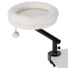 Kattenbureau bed, kattenbed voor bureau met 360° draaiing, verstelbare hoogte, kattenligbed met afneembaar, machinewasbaar bed, voor katten onder 6 kg, thuis kantoor, crème wit 1