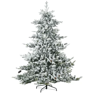 Kerstboom, kunstmatige spar, 1,80m hoog, weelderige vorm, realistisch uiterlijk, met sneeuw bedekte takken, dennenappels 1