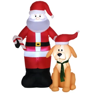 Kerstdecoratie, kerstman met hond, opblaasbaar, groot, incl. blower, 117 x 80 x 157 cm 1