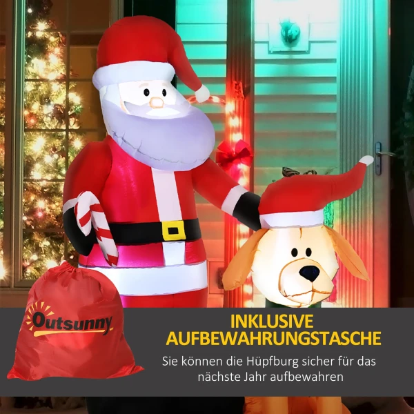 Kerstdecoratie, kerstman met hond, opblaasbaar, groot, incl. blower, 117 x 80 x 157 cm 9