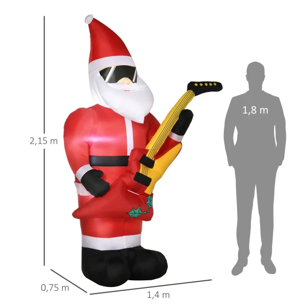 Kerstdecoratie opblaasbare kerstman buiten kerstdecoratie, incl. blazer, 140 m, rood + wit 4