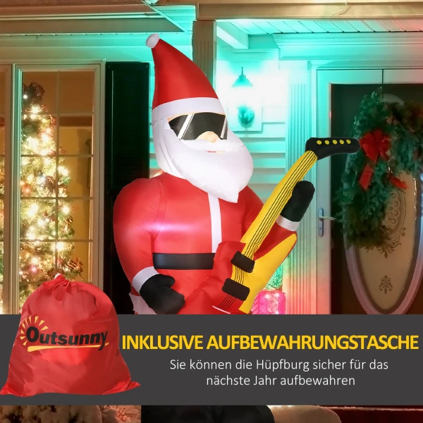 Kerstdecoratie opblaasbare kerstman buiten kerstdecoratie, incl. blazer, 140 m, rood + wit 9