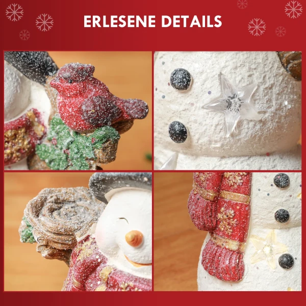 Kerstdecoratie, sneeuwman met vogel, 4 warmwitte led's, op batterijen, 25 x 15,5 x 38 cm 7