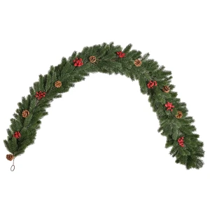 Kerstguirlande 1,9m dennen guirlande kerstdecoratie met dennenappels bessen kunstmatige guirlande kerstguirlande voor binnen & buiten, groen 1