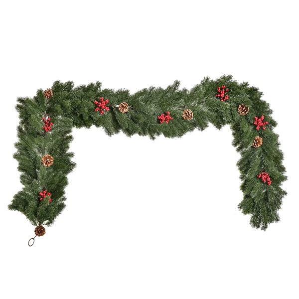 Kerstguirlande 1,9m dennen guirlande kerstdecoratie met dennenappels bessen kunstmatige guirlande kerstguirlande voor binnen & buiten, groen 10