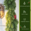 Kerstguirlande 1,9m dennen guirlande kerstdecoratie met dennenappels bessen kunstmatige guirlande kerstguirlande voor binnen & buiten, groen 5