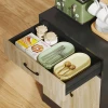 Keukenkast met werkblad en kabelgat, moderne keukenkast met lade, 3 open planken, natuurhout, zwart 10