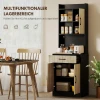 Keukenkast met werkblad en kabelgat, moderne keukenkast met lade, 3 open planken, natuurhout, zwart 5