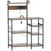 Keukenrek, staand rek met 2 stopcontacten, 5 s haken, 5 planken, mand, x braces staal 90 x 42 x 130 cm 1