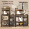 Keukenrek, staand rek met 2 stopcontacten, 5 s haken, 5 planken, mand, x braces staal 90 x 42 x 130 cm 6