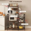 Keukenrek, staand rek met 2 stopcontacten, 5 s haken, 5 planken, mand, x braces staal 90 x 42 x 130 cm 7