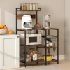 Keukenrek, staand rek met 2 stopcontacten, 5 s haken, 5 planken, mand, x braces staal 90 x 42 x 130 cm 9