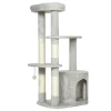 Krabpaal 114 cm kattentoren met hol, sisalpalen, platform, meerdere verdiepingen voor middelgrote katten onder 6 kg, lichtgrijs 1