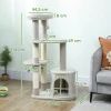 Krabpaal 114 cm kattentoren met hol, sisalpalen, platform, meerdere verdiepingen voor middelgrote katten onder 6 kg, lichtgrijs 4