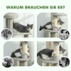 Krabpaal 114 cm kattentoren met hol, sisalpalen, platform, meerdere verdiepingen voor middelgrote katten onder 6 kg, lichtgrijs 8