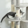 Krabpaal 114 cm kattentoren met hol, sisalpalen, platform, meerdere verdiepingen voor middelgrote katten onder 6 kg, lichtgrijs 9