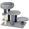 Krabpaal en kattenladder, brede basis, pluche stof, sisal krabkolom, grijs 1
