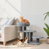 Krabpaal en kattenladder, brede basis, pluche stof, sisal krabkolom, grijs 2