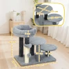 Krabpaal en kattenladder, brede basis, pluche stof, sisal krabkolom, grijs 4