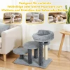 Krabpaal en kattenladder, brede basis, pluche stof, sisal krabkolom, grijs 8