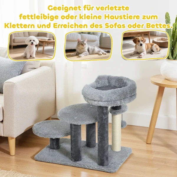Krabpaal en kattenladder, brede basis, pluche stof, sisal krabkolom, grijs 8