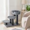 Krabpaal en kattenladder, brede basis, pluche stof, sisal krabkolom, grijs 9