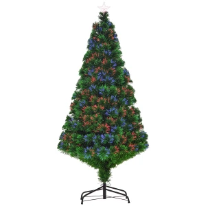 Kunstmatige kerstboom 150 cm met glasvezel kunstmatige spar met led verlichting, 180 punten kerstboom kerstdecoratie incl. metalen standaard voor binnen 1