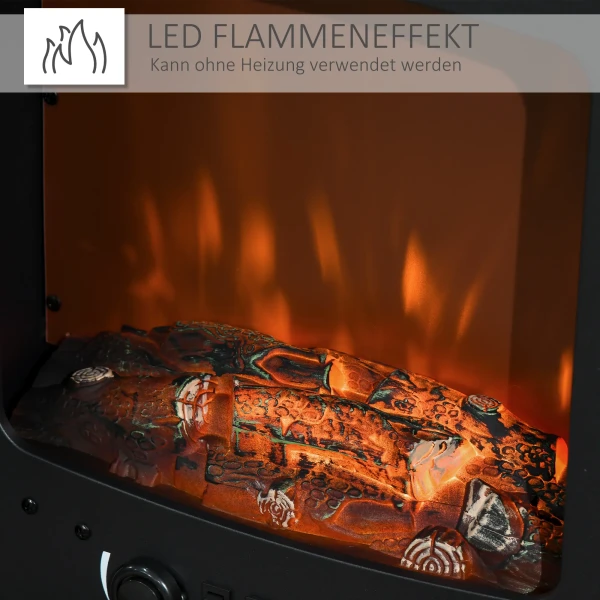 Led elektrische staande haard met vlam effect 900/1800w zwart 5