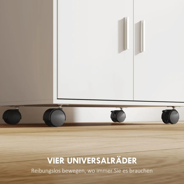 Magnetronkast, rek, dubbele deurkast, lade, rollen, wit 7