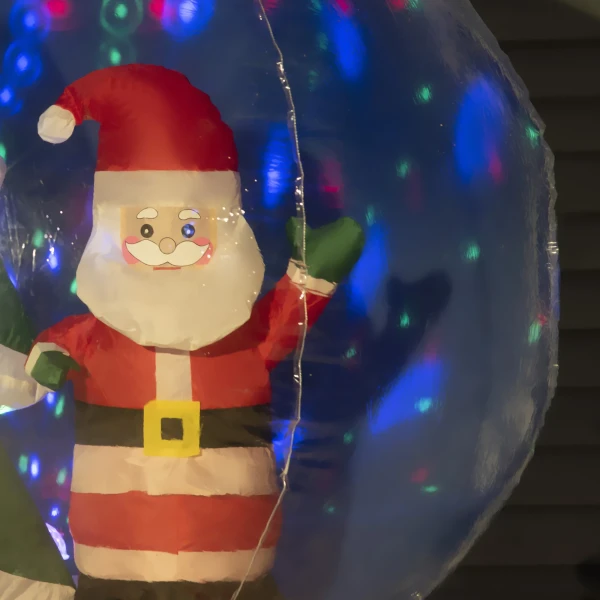 Opblaasbare kerstdecoratie 110 cm x 110 cm x 150 cm incl. grondpinnen, haringen en zandzak blauw 10